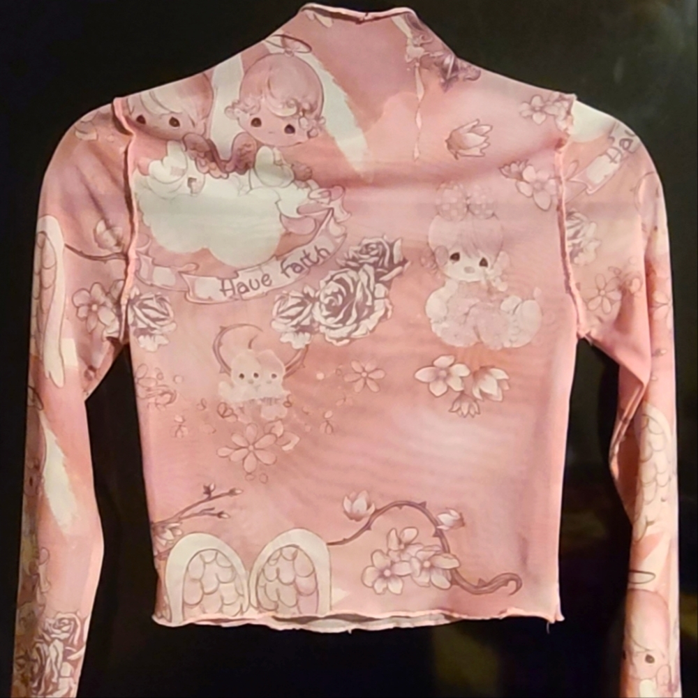 Pink Precious Moments x Forever 21 Mesh crop top